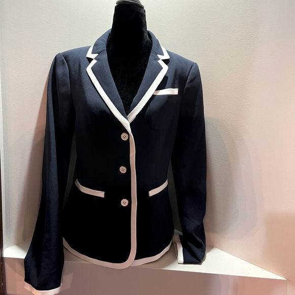 3/20 Tommy Hilfinger Navy & White Button down Classic Blazer with Lining size 8 - Picture 1 of 15